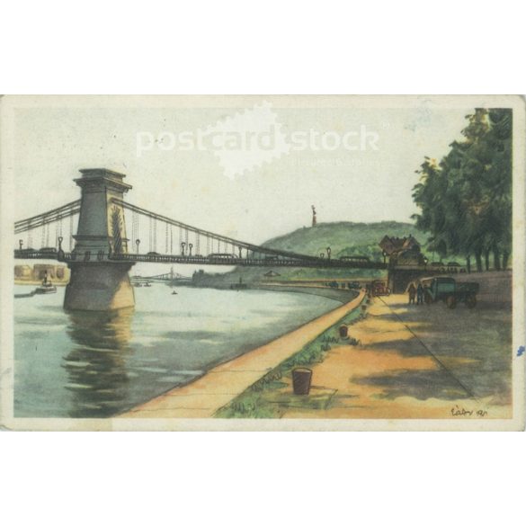 1955 – István Zádor, Buda lower quay. Postcard. (2791019)