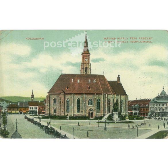 1910 – Cluj-Napoca. Matthias King Square detail. Colored photo sheet, postcard. (2791024)