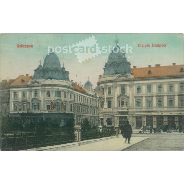 Cluj-Napoca. Matthias King Square. Colored photo sheet, postcard. (2791046)