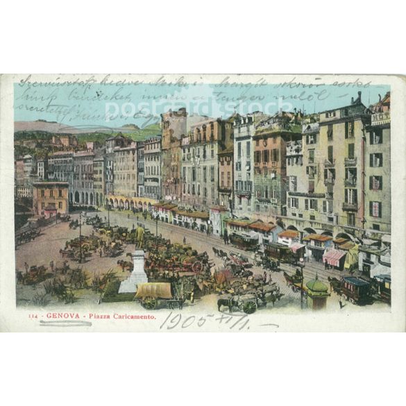 1905 – Genoa. Piazza Caricamento.Colored photo sheet, postcard. (2791051)