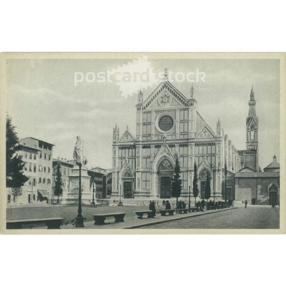 Florence. Basilica of S. Groce and Statue of Dante. Photo sheet, postcard. (2791101)