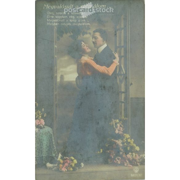 Romantic postcard with poetry. Colored photo sheet. (2791140)