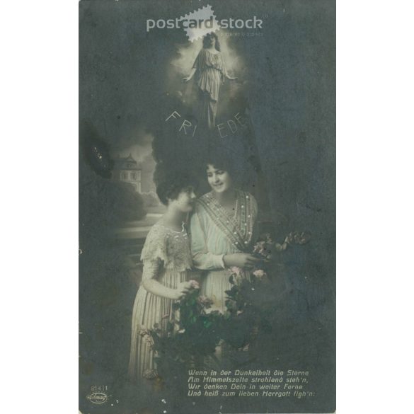 1916 – Romantic German postcard. Colored photo sheet. Colored photo sheet, postcard. (2791145)