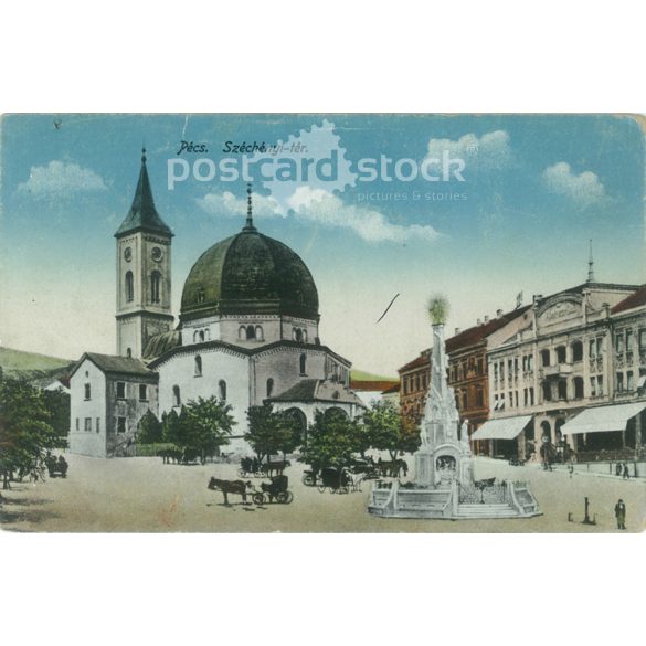 1922 – Pécs, Széchényi Square. Colored photo sheet, postcard. (2791148)