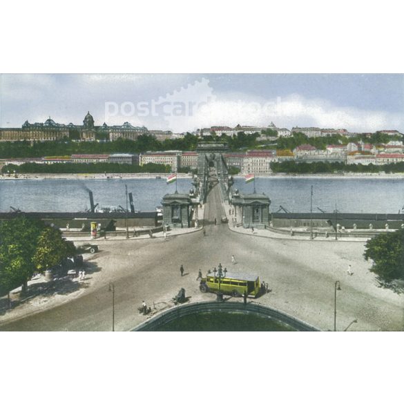 1920 – Budapest, Chain Bridge. Colored photo sheet, postcard. (2791152)