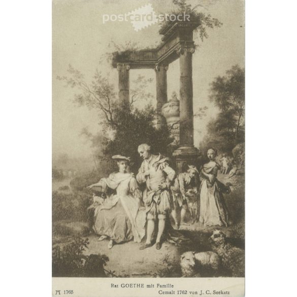 Goethe with his family. Black and white reproduction of a contemporary painting. Postcard. (2791155)