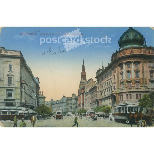 1915 – Budapest. Erzsébet körút (Elisabeth boulevard). Colored photo sheet, postcard. (2791163)