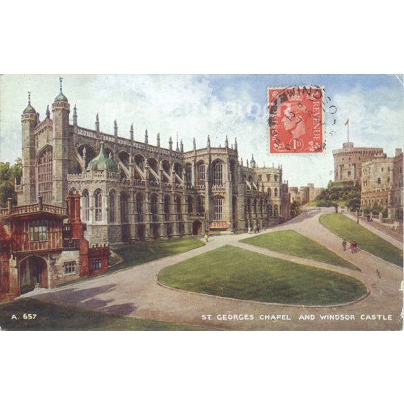 1949 – St. George’s Chapel and Windsor Castle. Colored photo sheet, postcard. (2791167)