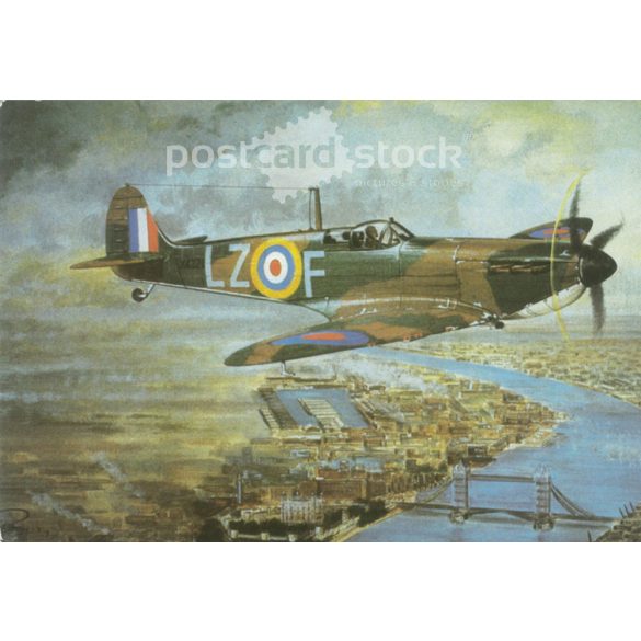 „ALL CLEAR” Mk I Spitfire over London. Colored photo sheet, postcard. (2791222)