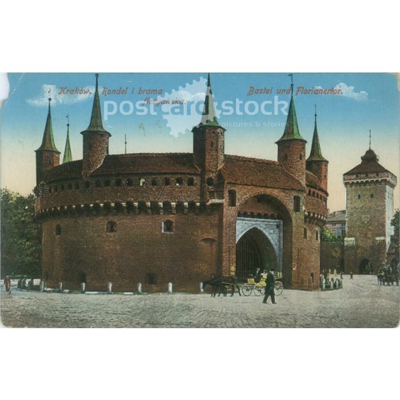 1913 – Krakow Rondel and the Florian’s Gate. Colored photo sheet, postcard. (2791308)