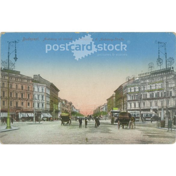 1915 – Budapest. Andrássy travel circle, the Oktogon. Colored photo sheet, postcard. (2791311)