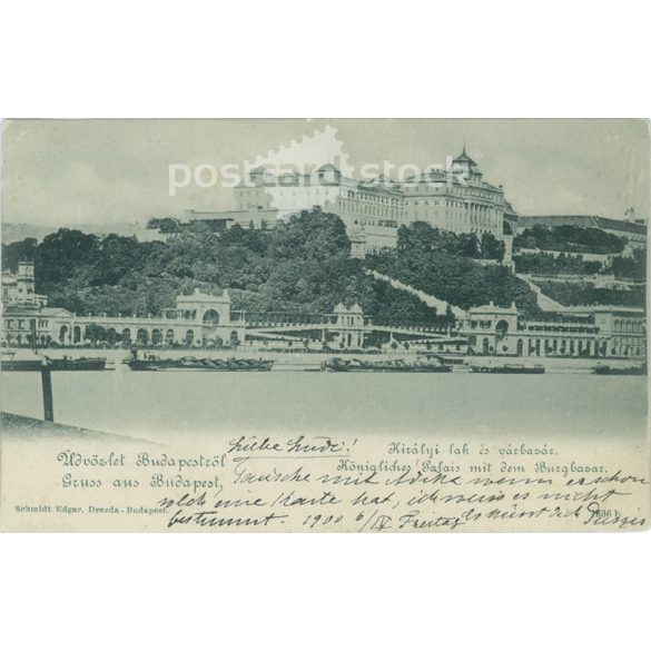 1900 – Greetings from Budapest. Royal residence and Várkkert bazár (Castle bazaar). Photo sheet, postcard. (2791316)