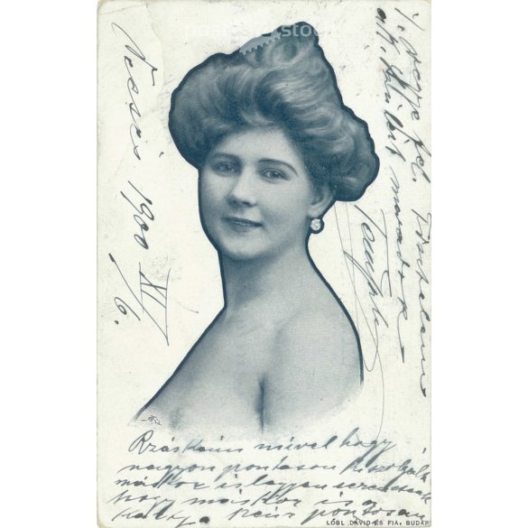 1900 – Portrait of young woman. From the photo studio of David and his son. Photo sheet, postcard. (2791318)