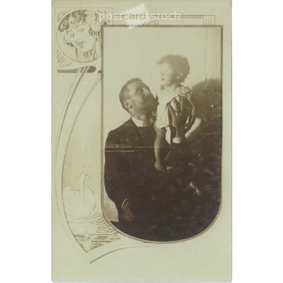 1895 – Father and son. Pál Hugó and Gyuszi with the inscription. Photo sheet, postcard. (2791343)