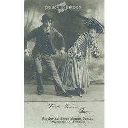   1904 – Mizzi Zwerenz, Arthur Guttmann on „The Beautiful Blue Danube”. Photo sheet, postcard. (2791375)