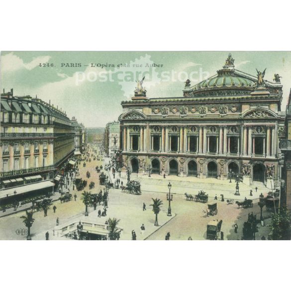 1906 – Paris. The Opera and the rue Auber. Colored photo sheet, postcard. (2791381)