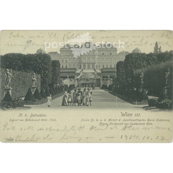 1904 – Belvedere Palace in Vienna. Photo sheet, postcard. (2791426)