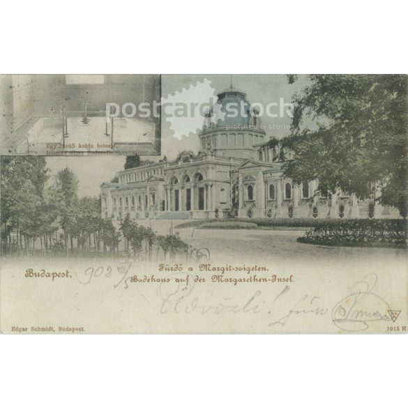 1902 – Budapest. Margaret Island bath. Colored photo sheet, postcard. (2791442)