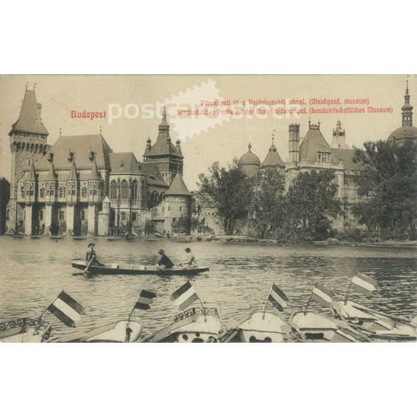 1929 – Budapest. City park lake with Vajdahunyad castle. Photo sheet, postcard. (2791446)