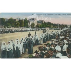   1921 – Lourdes. Procession of Mary’s children. Colored photo sheet. Colored photo sheet, postcard. (2791465)