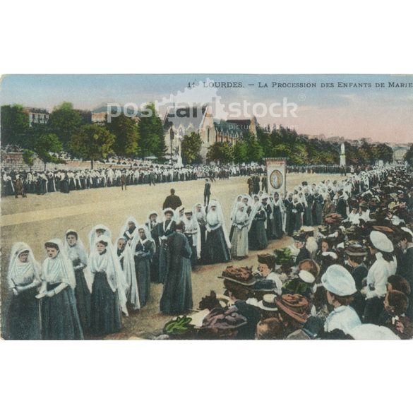 1921 – Lourdes. Procession of Mary’s children. Colored photo sheet. Colored photo sheet, postcard. (2791465)