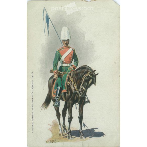 1903 – Artistic representation of a cavalry soldier. Merté O., marked graphics. Postcard. (2791475)