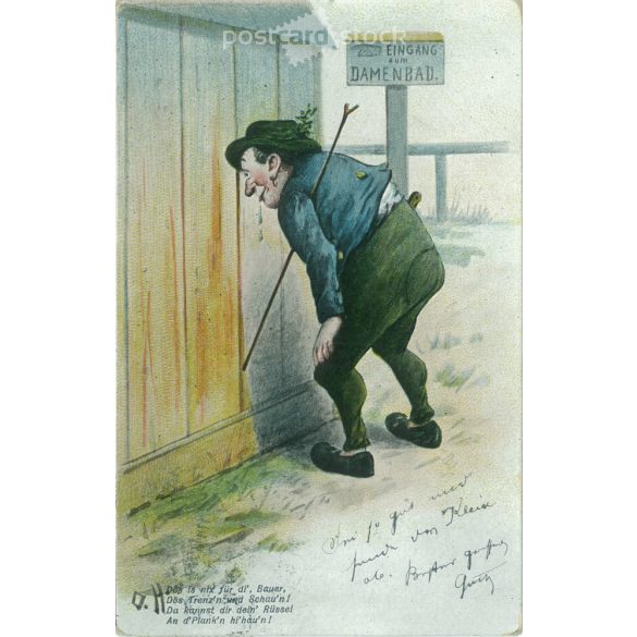 1904 – Humorous postcard. With unique, marked illustration. (2791496)