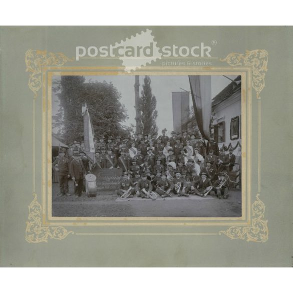 1907 – Inauguration of the flag ribbon of the Imperial and Royal (K.u.K.) Military Veterans Association. Large antique photo. (2791506)