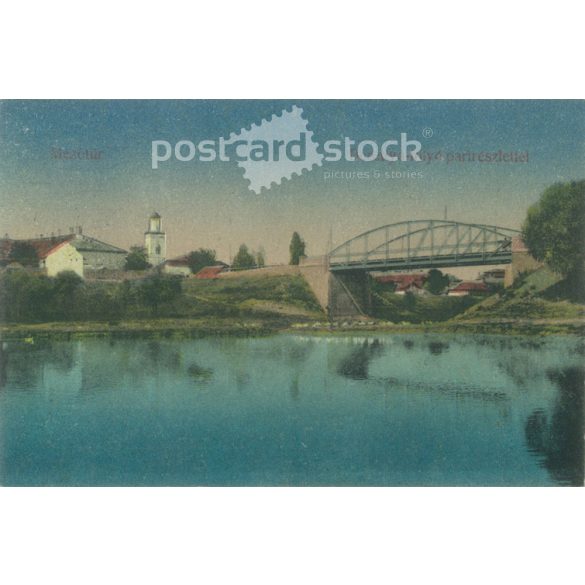 1921 – Mezőtúr. Berettyó river bank. Colored photo sheet, postcard. (2791515)