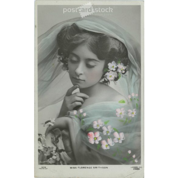 1908 – Florence Smithson was an English actress and singer. Colored photo sheet, postcard. (2791546)