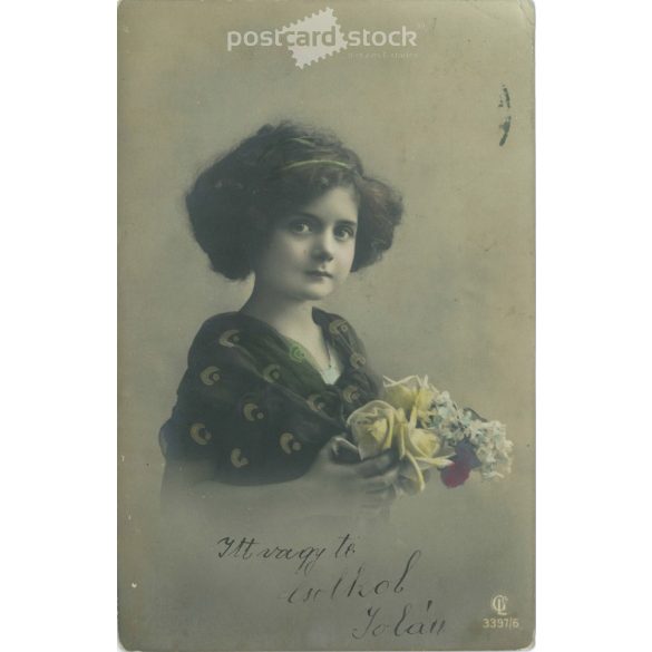 1913 – Romantic postcard. Colored photo sheet. (2791593)