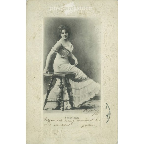 1905 – Sári Fedák. Embossed black and white photo sheet. Postcard. (2791598)