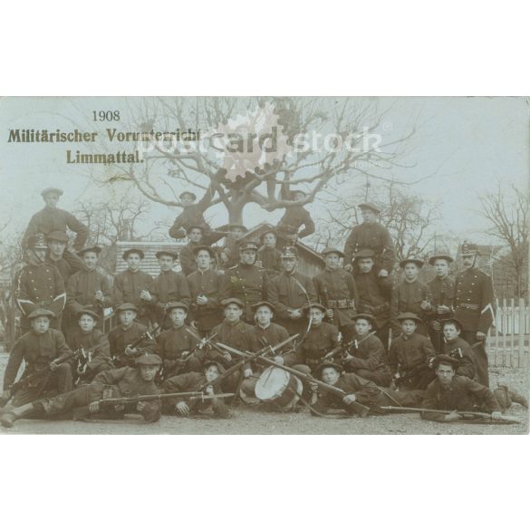 1908 – Before military training, Limmat Valley, Switzerland. Photo sheet, postcard. (2791612)