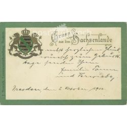   1900 – Bautzen. Greetings from Saxony. Embossed, gilded, postcard. (2791628)