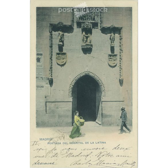 1902 – Madrid. Entrance to the „Hospital de la Latina”. Colored photo sheet, postcard. (2791631)