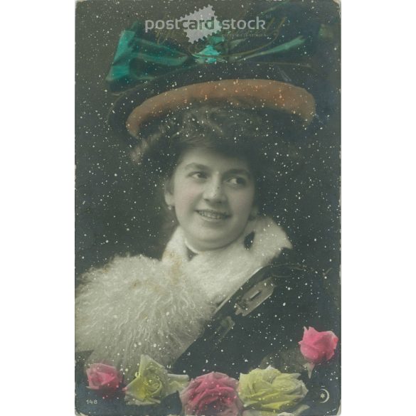 1910 – New Year’s greetings. Colored photo sheet, greeting card. (2791672)