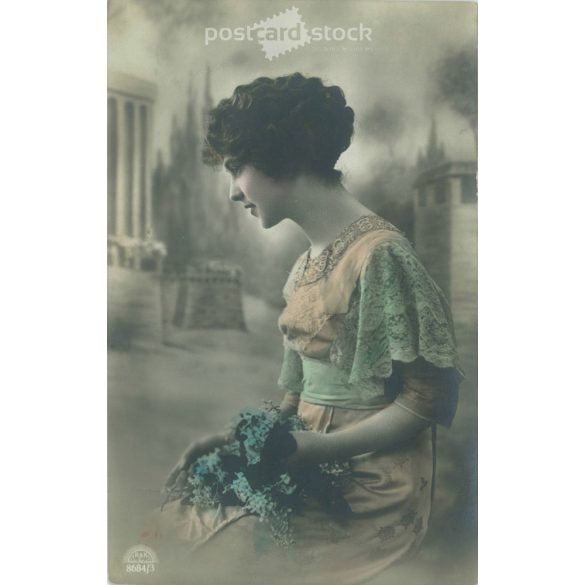 Romantic postcard. Colored photo sheet. (2791685)