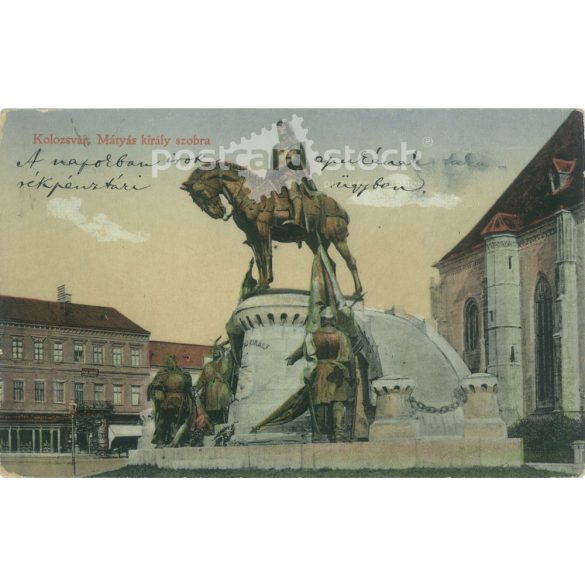 1915 – Cluj-Napoca. Statue of King Matthias. Colored photo sheet, postcard. (2791703)