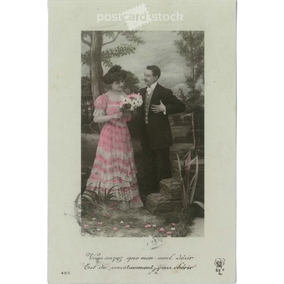 1910 – Romantic postcard. Colored photo sheet. (2791737)