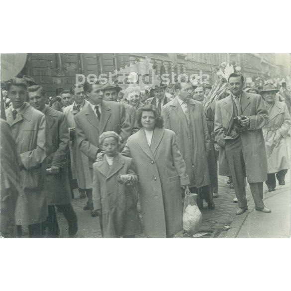 Parade, sometime after the liberation on the streets of Budapest. Original paper image. (2791790)