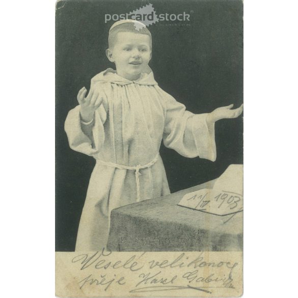 1903 – Child in priestly dress. Postcard, photo sheet. (2791804)