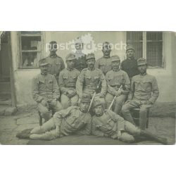   1915 – WWI K.u.K. soldiers at their station. Szolnok. Postcard, photo sheet. (2791887)