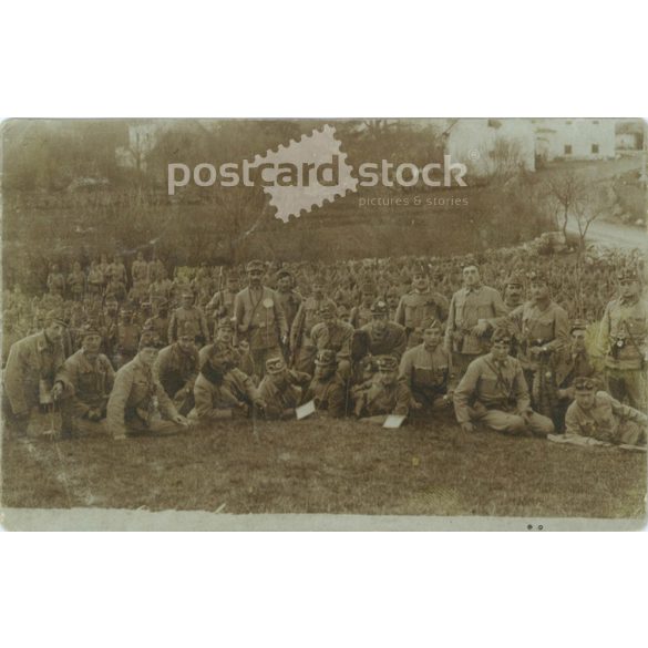 1915 – First World War K.u.K., camping at their station M. kir. Soldiers of the 12th Army Infantry Regiment. Postcard, photo sheet. (2791902)