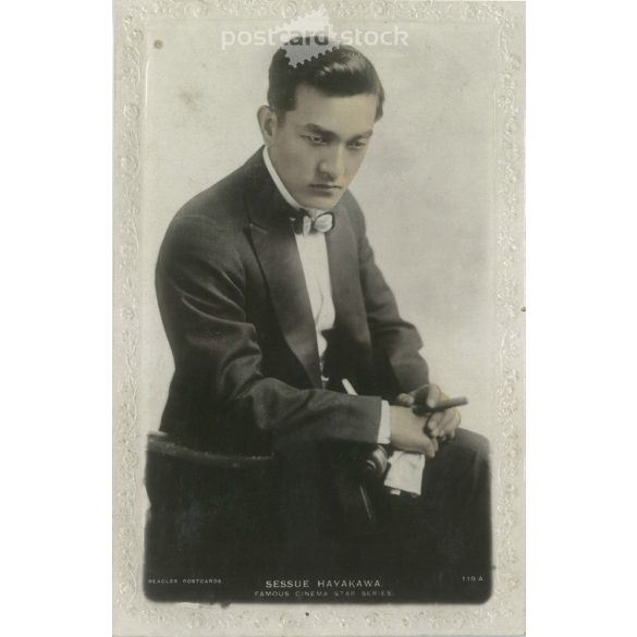 Actor Sessue Hayakawa was one of Hollywood’s most popular stars in the silent film era of the 1910s and early 1920s. In the English edition of J. Beagles and Co. Postcard, photo sheet. (2791912)