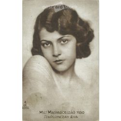   1930 – Miss Hungary, portrait photo of Éva Szaplonczay. Postcard, photo sheet. It was an appendix to Theater Life. (2791930)