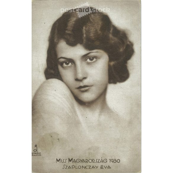 1930 – Miss Hungary, portrait photo of Éva Szaplonczay. Postcard, photo sheet. It was an appendix to Theater Life. (2791930)