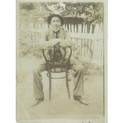   Young boy in suit and hat. Full length photo, paper image. 1930s. (2791974)