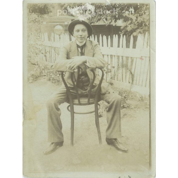 Young boy in suit and hat. Full length photo, paper image. 1930s. (2791974)