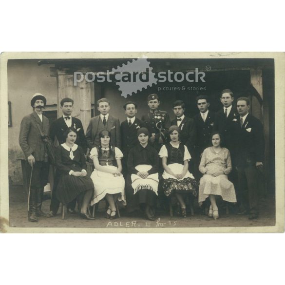 1931 – Group photo of young people. To Kató with love inscription. Original paper image. Postcard, photo sheet. (2791992)