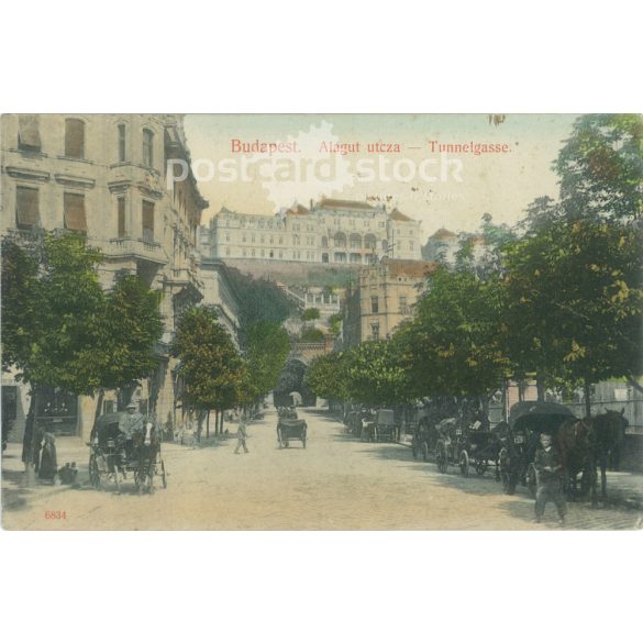 1914 – Budapest, Alagút Street. Colored photo sheet, postcard. (2792051)